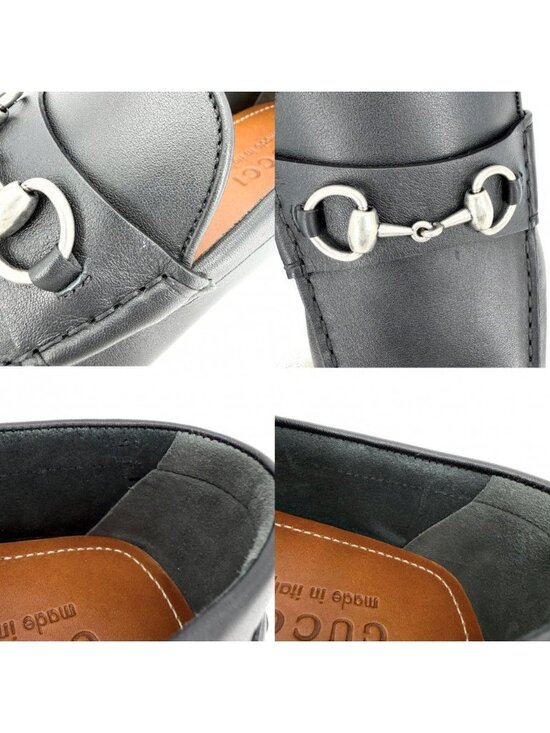 Gucci Loafers Horsebit Driving Shoes 7 Leather Black Antique Silver main image 7